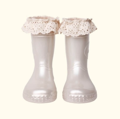 Kalosze dziecięce Mudme Cream Pearl - przód