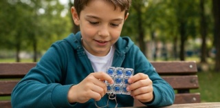 Klikacz antystresowy brelok kliker klawiatura świecąca LED biały 6