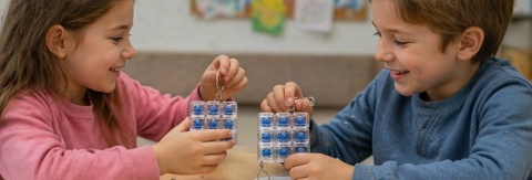 Klikacz antystresowy brelok kliker klawiatura świecąca LED niebieski 6 - zabawa dzieci