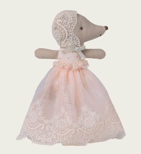 Myszka baby Maileg w pudrowej sukience
