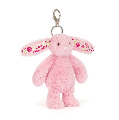 Breloczek króliczek Jellycat różowy z kwiecistymi uszami - przód
