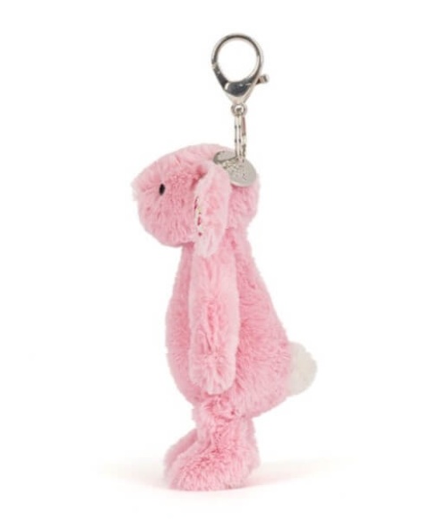 Breloczek króliczek Jellycat różowy z kwiecistymi uszami - bok