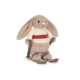 Pluszak króliczek Jellycat na nartach beżowy