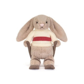 Pluszak króliczek Jellycat na nartach beżowy