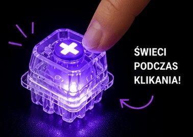 Klikacz antystresowy brelok kliker klawiatura świecąca LED fioletowa 1 - kliknij i zaświeć