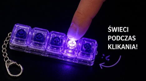 Klikacz antystresowy brelok kliker klawiatura świecąca LED fioletowy 4