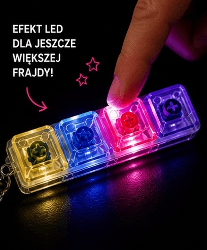 Klikacz antystresowy brelok kliker klawiatura świecąca LED kolorowy 4