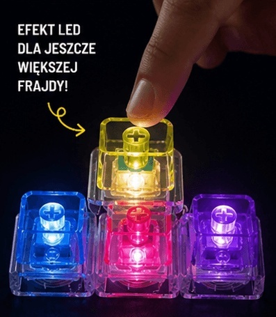 Klikacz antystresowy brelok kliker klawiatura świecąca LED kolorowy T4 - efekt światła