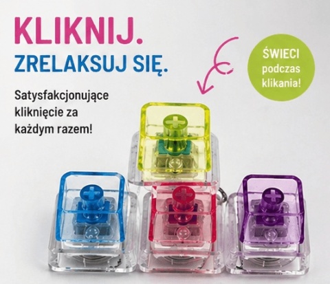 Klikacz antystresowy brelok kliker klawiatura świecąca LED kolorowy T4 - satysfakcjonująca zabawa