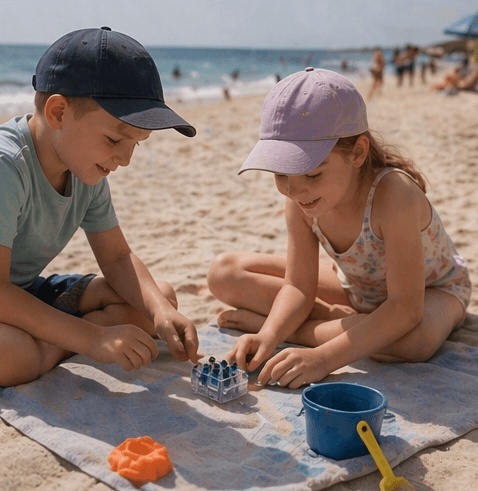 Klikacz antystresowy brelok kliker klawiatura świecąca LED czarny 6 - zabawa na plaży