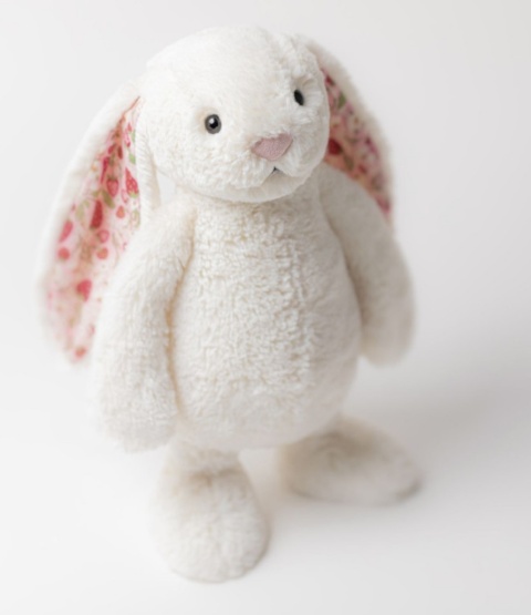 Maskotka króliczek Jellycat Berry z kwiecistymi uszami kremowy