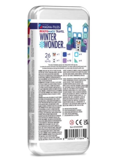 Micro klocki magnetyczne MAGNA-TILES Travel Winter Wonder 26 el. - tył opakowanie