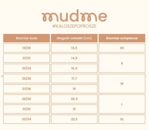 Ocieplacze dziecięce Mudme Cream Pearl wymiary