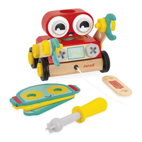 Drewniany robot do skręcania i ciągnięcia Janod Brico ‘Kids - narzędzia