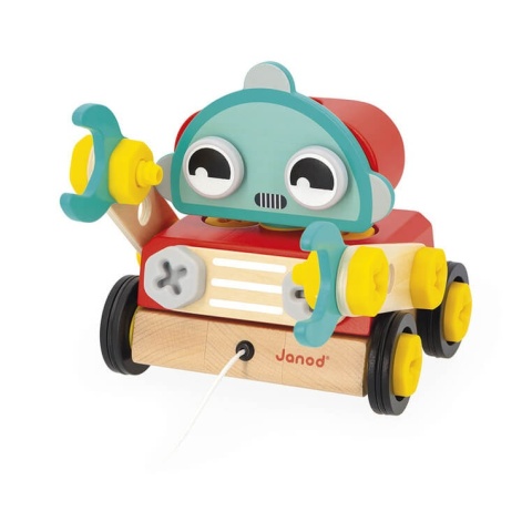 Drewniany robot do skręcania i ciągnięcia Janod Brico ‘Kids - zła buzia