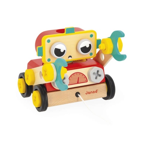 Drewniany robot do skręcania i ciągnięcia Janod Brico ‘Kids - zła buzia