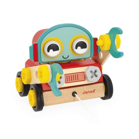 Drewniany robot do skręcania i ciągnięcia Janod Brico ‘Kids - radosna buzia