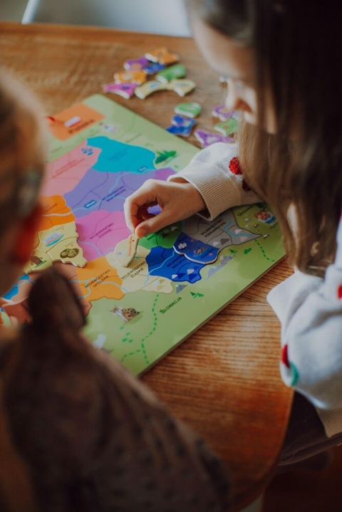 Puzzle magnetyczne Janod mapa Polski - zabawa dzieci