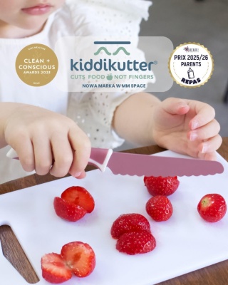 Bezpieczny nóż do nauki krojenia dla dzieci KiddiKutter różowe złoto