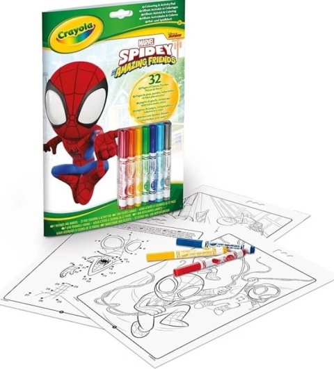 Kolorowanka z łamigłówkami i flamastrami Crayola Spidey i super-kumple