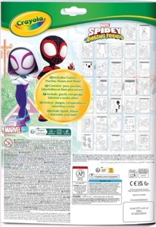 Kolorowanka z łamigłówkami i flamastrami Crayola Spidey i super-kumple