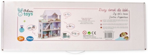Duży drewniany domek dla lalek z mebelkami