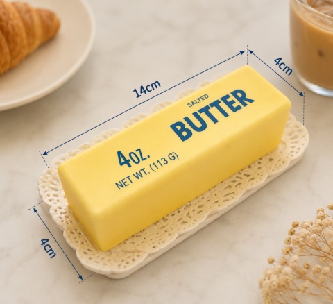 Gniotek Antystresowy Masło Squishy Miękka Zabawka Sensoryczna BUTTER - wymiary