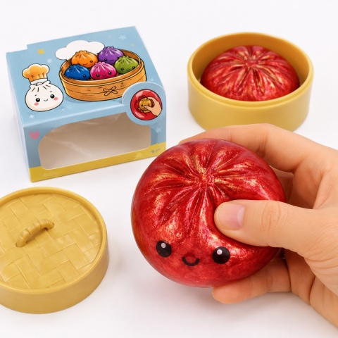 Gniotek Antystresowy Pieróg Brokatowy XXL - Sensoryczna Zabawka Squishy - czerwony