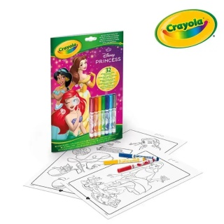 Kolorowanka z łamigłówkami i flamastrami Crayola Księżniczki Disneya