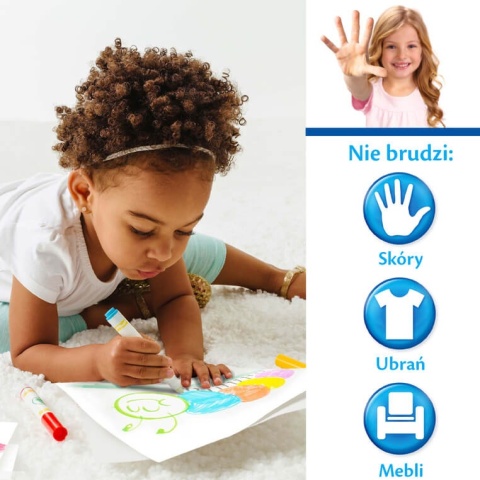 Kolorowanka z niebrudzącymi flamastrami Crayola Blue - cechy
