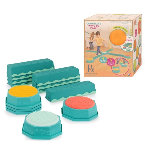 Kombinacyjna ścieżka sensoryczna B.toys Balance & Build Set - elementy zestawu