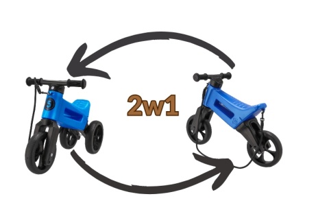 Rowerek biegowy FWRider Super Sport Jeździk 2w1 niebieski metaliczny z czarnymi felgami - 2w1