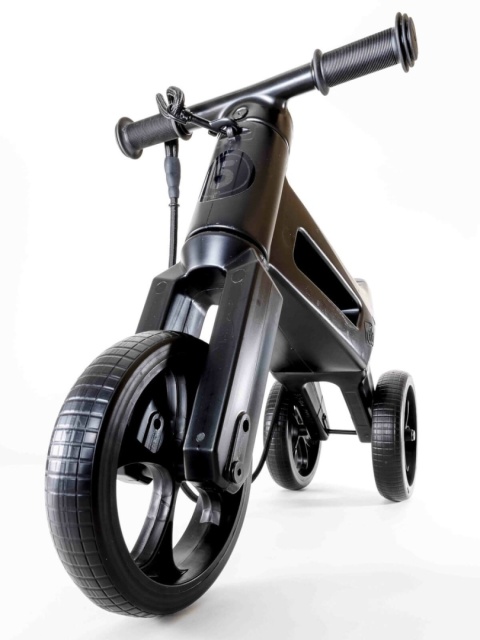 Rowerek biegowy FWRider Super Sport Jeździk 2w1 czarny z czarnymi felgami - front