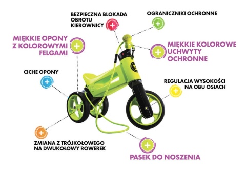 Rowerek biegowy FWRider Super Sport Jeździk 2w1 czarny z czarnymi felgami - cechy