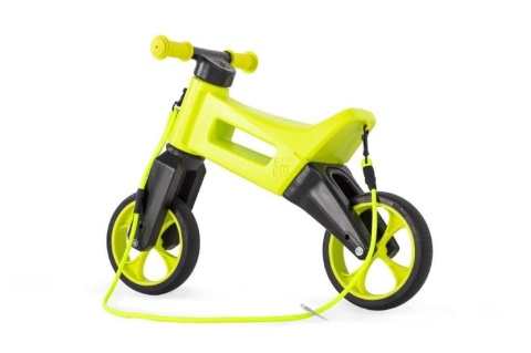Rowerek biegowy FWRider Super Sport Jeździk 2w1 limonkowy z zielonymi felgami - bok