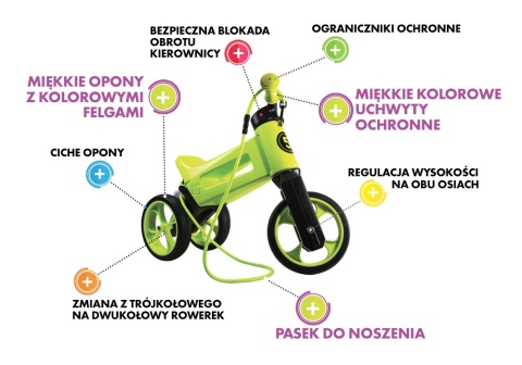 Rowerek biegowy FWRider Super Sport Jeździk 2w1 pomarańczowy z pomarańczowymi felgami - cechy