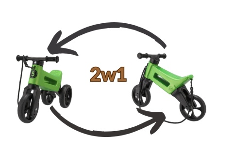 Rowerek biegowy FWRider Super Sport Jeździk 2w1 zielony metaliczny z czarnymi felgami - 2w1