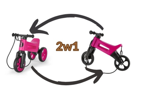 Rowerek biegowy FWRider Super Sport Jeździk 2w1 różowy z różowymi felgami 2w1