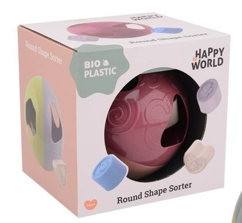 Sorter kształtów piłka BIOplastik Johntoy Happy World miętowa - opakowanie