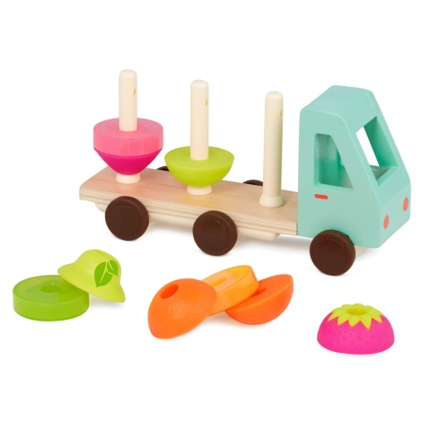 Drewniana ciężarówka z owocami B.Toys Stack & Roll Fruit Truck - elementy