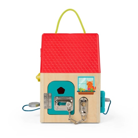 Domek z zamkami B.Toys Unlock & Learn Box - przyciski i zamknięcia