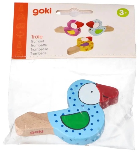 Drewniane gwizdki ptaszki Goki niebieskie - opakowanie