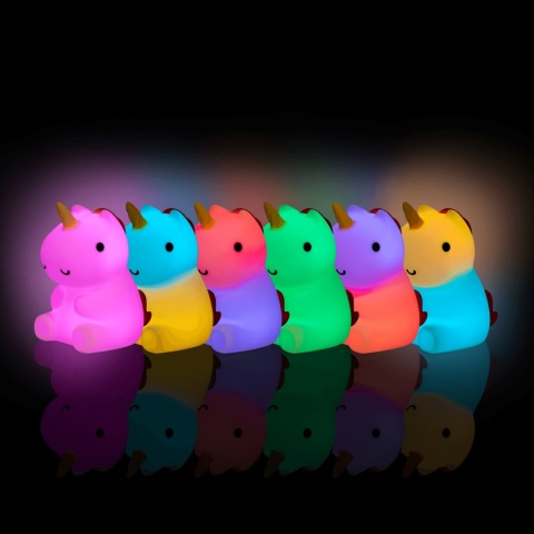 Lampka nocna Eggy's Mystery Lights w kształcie jednorożca - kolory światła
