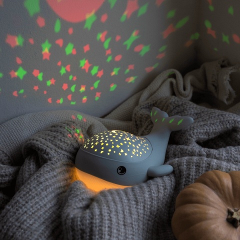Lampka nocna z projektorem gwiezdnego nieba Eggy's Mystery Lights w kształcie Wieloryba