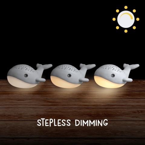 Lampka nocna z projektorem gwiezdnego nieba Eggy's Mystery Lights w kształcie Wieloryba - odcienie światła