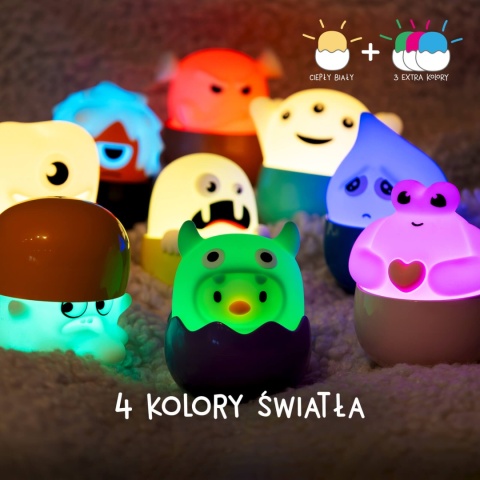 Mini lampki niespodzianki potowry Eggy's Mystery Lights Monsters - kolory światła