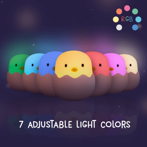 Lampka nocna Eggy's Mystery Lights EGGY w kształcie pisklaka w beżowej skorupce - kolory