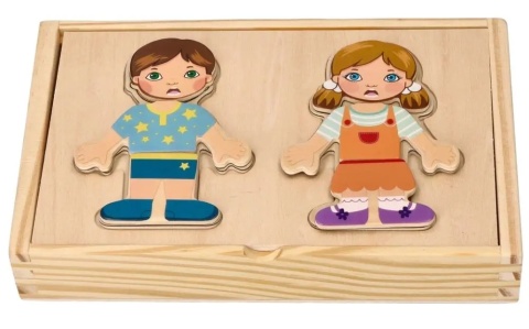 Drewniana ubieranka magnetyczna Adam Toys Dzieci świata - fartuszek i koszula w gwiazdki