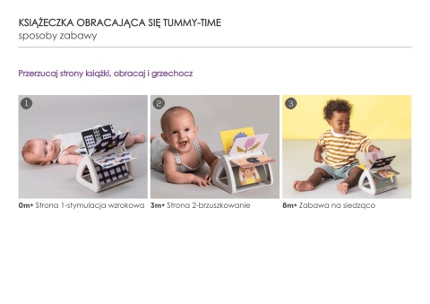 Sensoryczna książeczka grzechocząca i obracająca się Taf Toys  - sposób zabawy