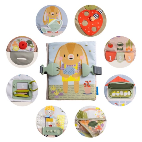 Książeczka edukacyjna Taf Toys z 12 aktywnościami - ćwiczenia motoryki